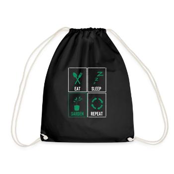 Eat Sleep Garden Repeat Funny Gardening Farmer - Drawstring Bag - black - Front