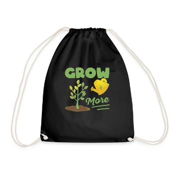 Grow More Funny Gardening Farmer Planter Flower - Drawstring Bag - black - Front