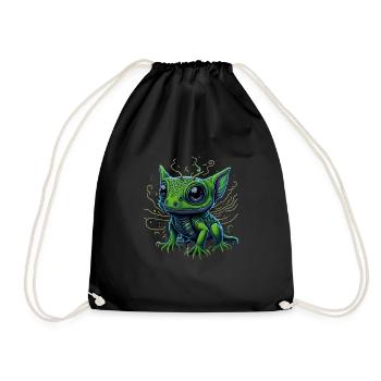 Gamer's Perfect Illustration - Cute Colorful Gekko - Turnbeutel - Schwarz - Vorne