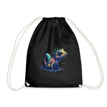 Gamer's Perfect Illustration - Cute Colorful Gekko - Turnbeutel - Schwarz - Vorne