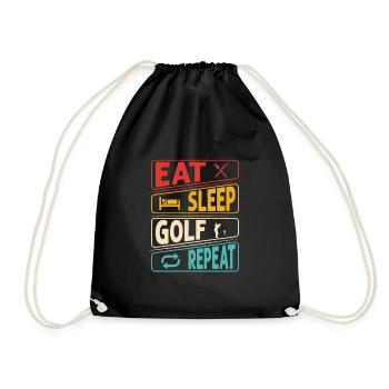 Eat Sleep Golf Repeat Golfing Par Tee - Drawstring Bag - black - Front