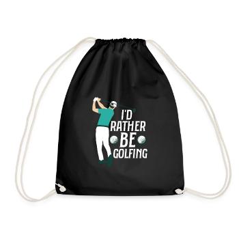 I'd Rather Be Golfing Par Tee Golfing - Drawstring Bag - black - Front