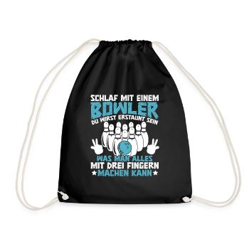 Bowlingspieler Bowler Bowling - Turnbeutel - Schwarz - Vorne