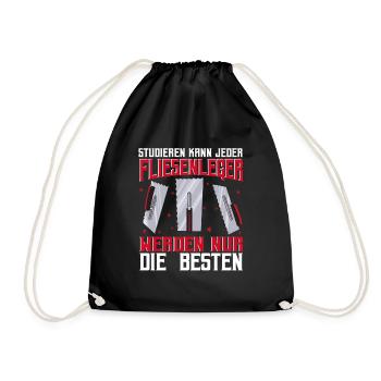 Fliesenleger Bodenleger Studieren kann jeder - Turnbeutel - Schwarz - Vorne