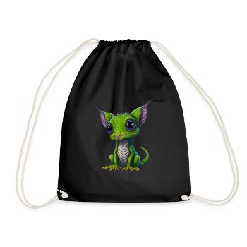 Gamer's Perfect Illustration - Cute Colorful Gekko - Turnbeutel - Schwarz - Vorne