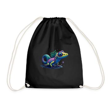 Gamer's Perfect Illustration - Cute Colorful Gekko - Turnbeutel - Schwarz - Vorne