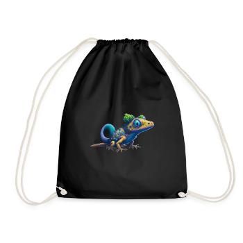 Gamer's Perfect Illustration - Cute Colorful Gekko - Turnbeutel - Schwarz - Vorne
