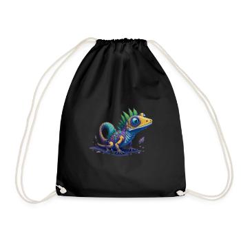 Gamer's Perfect Illustration - Cute Colorful Gekko - Turnbeutel - Schwarz - Vorne