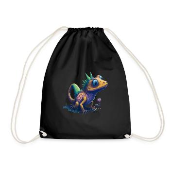 Gamer's Perfect Illustration - Cute Colorful Gekko - Turnbeutel - Schwarz - Vorne