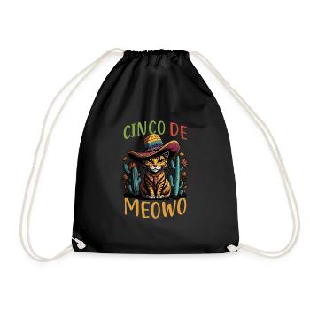 Cinco de Mayo Meowo Mexikanische Katze mit - Turnbeutel - Schwarz - Vorne