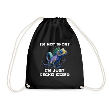 "I'm Not Short, I'm Just Gecko Sized" Cute Gecko - Drawstring Bag - black - Front