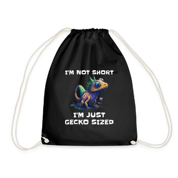 "I'm Not Short, I'm Just Gecko Sized" Cute Gecko - Drawstring Bag - black - Front