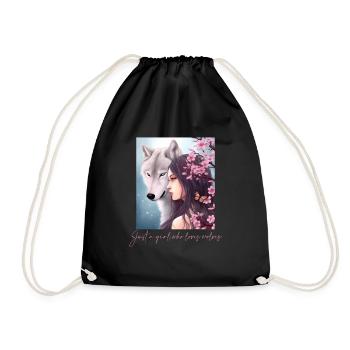 Juste une fille qui aime les loups Loup Fleur de cerisier - Sac de sport léger - noir - Devant