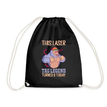 Laser Tag Legend Children 9th Birthday Gorilla - Drawstring Bag - black - Front