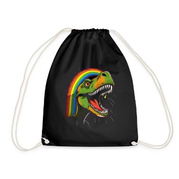 Regenbogen Tyrannosaurus - Turnbeutel - Schwarz - Vorne