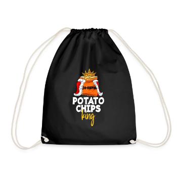 Chips Eating Snacks Candy Gift - Drawstring Bag - black - Front