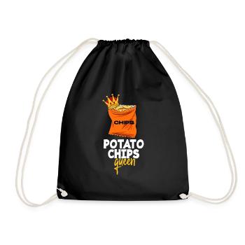 Chips Eating Snacks Candy Gift - Drawstring Bag - black - Front