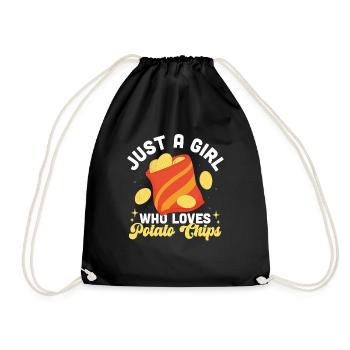 Chips Eating Snacks Candy Gift - Drawstring Bag - black - Front