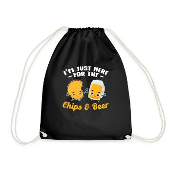 Chips Eating Snacks Candy Gift - Drawstring Bag - black - Front