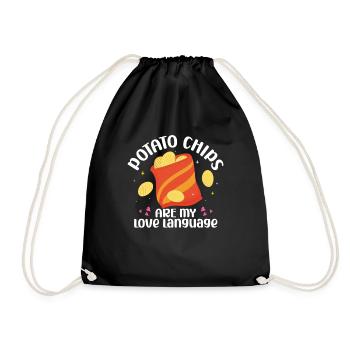 Chips Eating Snacks Candy Gift - Drawstring Bag - black - Front