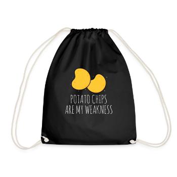 Chips Eating Snacks Candy Gift - Drawstring Bag - black - Front