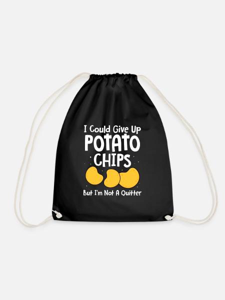 Chips Essen Snacks Süßigkeiten Geschenk - Turnbeutel - Schwarz