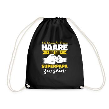 Ich brauche keine Haare Superpapa - Turnbeutel - Schwarz - Vorne