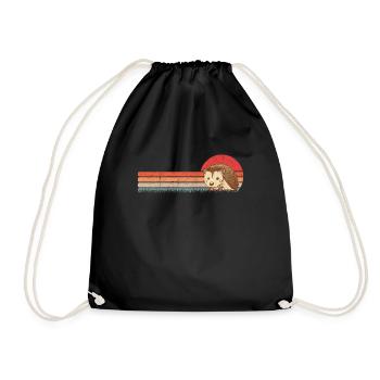 Igel Retro Stacheligel Vintage - Turnbeutel - Schwarz - Vorne