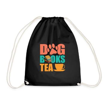 Dog Books Tea Chai Drinker Tea Lovers Chai - Drawstring Bag - black - Front
