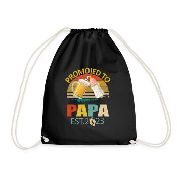 Promoted To Papa Est 2023 Vintage New Fathers Day - Drawstring Bag - black - Front