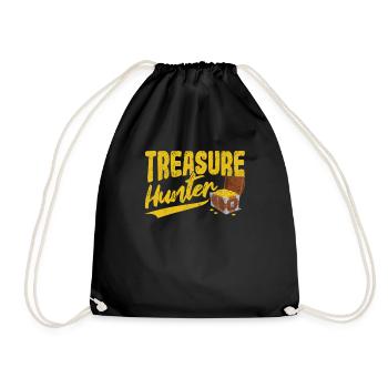 Treasure Hunter Funny Geocaching Metal Detection - Drawstring Bag - black - Front
