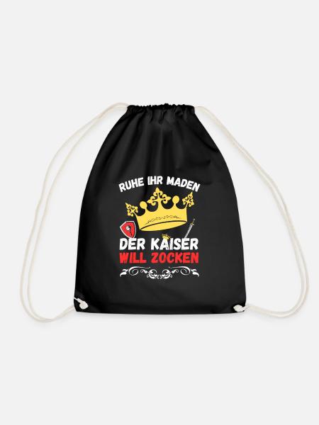 Ruhe ihr Maden der Kaiser will zocken - Design 2 - Turnbeutel - Schwarz