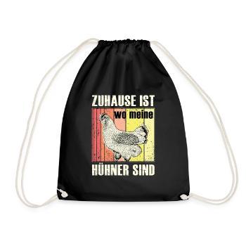 Zuhause ist wo meine Hühner sind, Hühnerliebhaber - Turnbeutel - Schwarz - Vorne