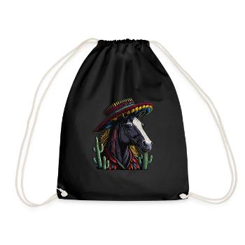 Cinco de Mayo Horse à la mexicaine avec Sombrero - Sac de sport léger - noir - Devant