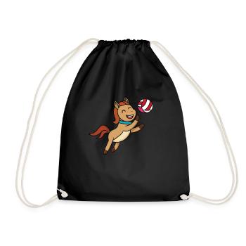Saut à cheval mignon et jouer au volley-ball - Sac de sport léger - noir - Devant