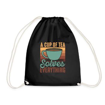 Tea Solves Everything Chai Drinker Tea Lovers Chai - Drawstring Bag - black - Front