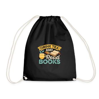 Tea Drinking Books Reading Chai Drinkers - Drawstring Bag - black - Front