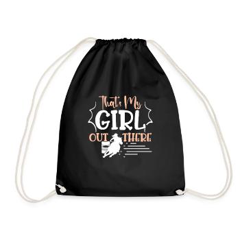 Cool Western Barrel Proud Barrel Racing Horse Rode - Drawstring Bag - black - Front