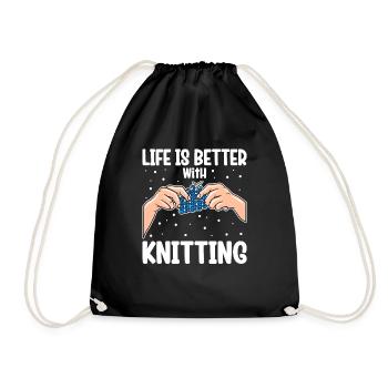 Life Is Better With Knitting - Turnbeutel - Schwarz - Vorne