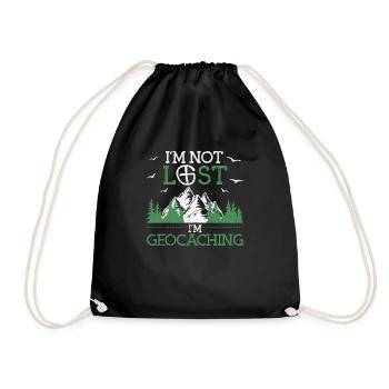 I'm not lost, I'm geocaching geocache - Drawstring Bag - black - Front