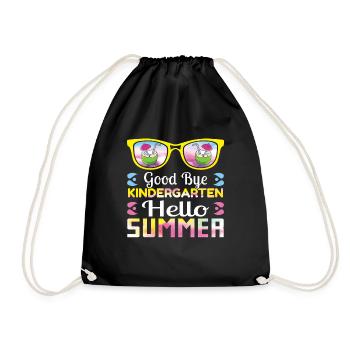 Bye Kindergarten Last Class Day Hello Summer - Drawstring Bag - black - Front