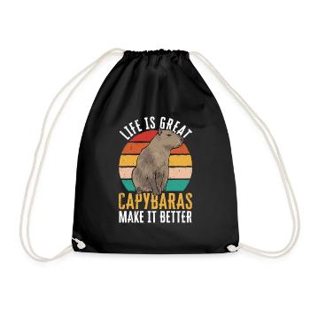Capybara Nagetier - Turnbeutel - Schwarz - Vorne