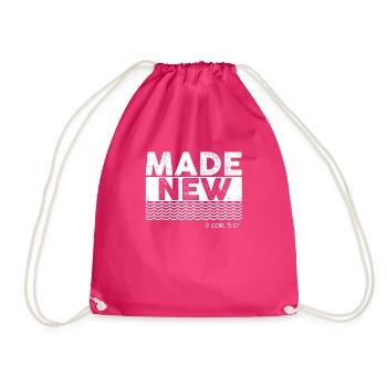 Inspirational Renewed Christians Statements - Drawstring Bag - fuchsia - Front