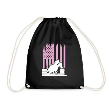 Western Barrel American Flag Rodeo Barrel Racing - Drawstring Bag - black - Front