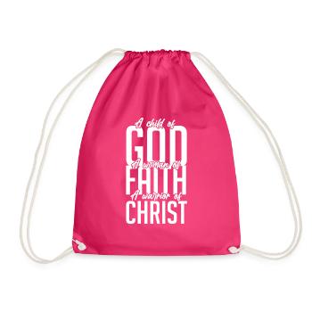 Inspirational Fighting Prayer Uplifting - Drawstring Bag - fuchsia - Front