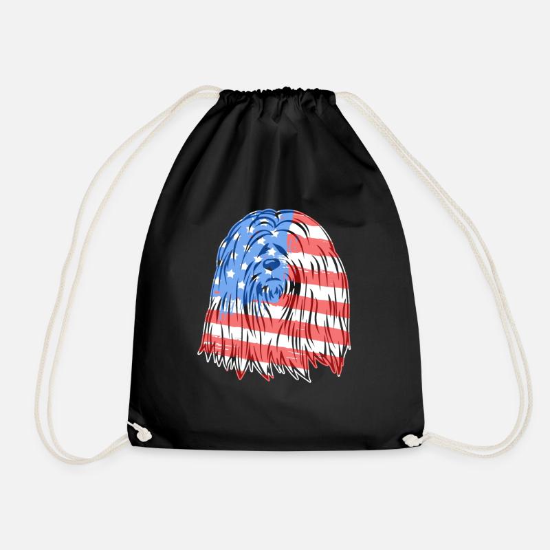 Lhasa Apso Lhasa Apso Flag - Drawstring Bag - black