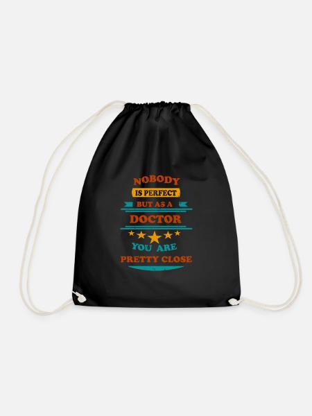 Nobody is perfect retro Doctor - Drawstring Bag - black