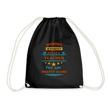 Nobody is perfect retro Teacher - Turnbeutel - Schwarz - Vorne