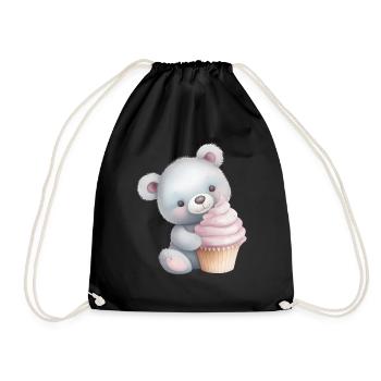 Teddy Bear Cupcake - Drawstring Bag - black - Front