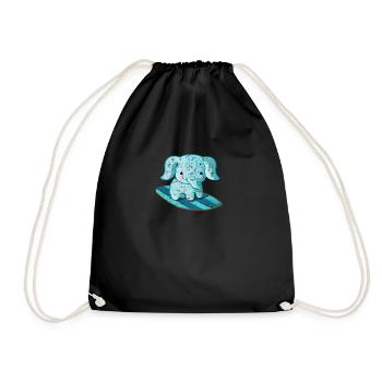 süßer kawaii elefant auf surfboard surfer surfen - Turnbeutel - Schwarz - Vorne